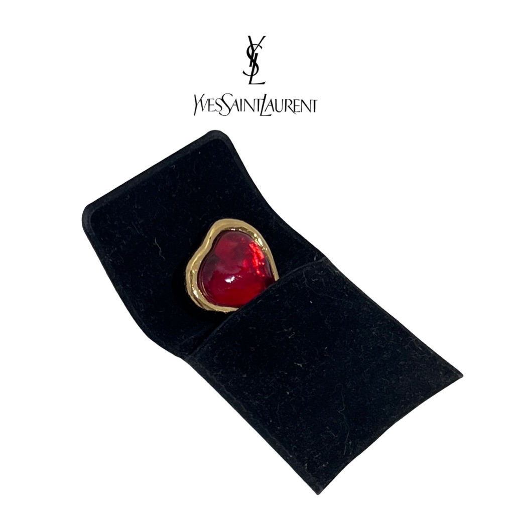 Ysl Yves Saint Laurent Iconic Vintage 1980’s Gripoix Red Petit Heart Brooch